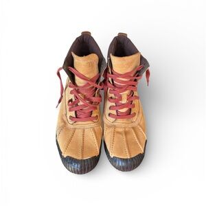 Timberland Brown and Red High-Top Boots